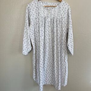 Eileen West Nightgown Womens Size Large Floral Cottagecore Cotton Blend Flannel